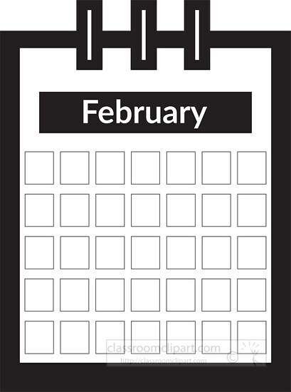 three ring desk calendar february clipart