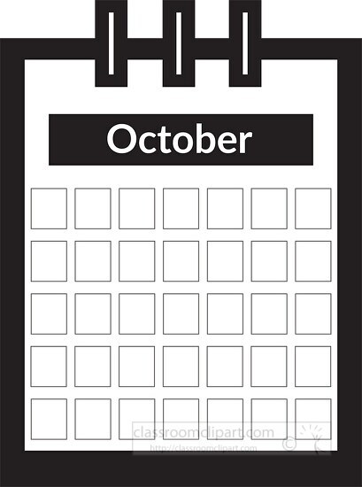 three ring desk calendar october clipart
