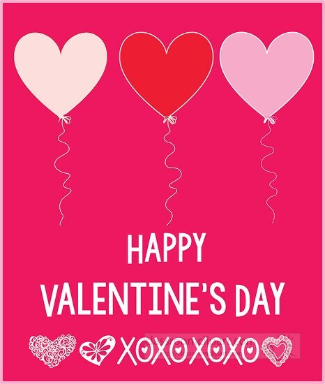 three valentines day balloons pink background clipart