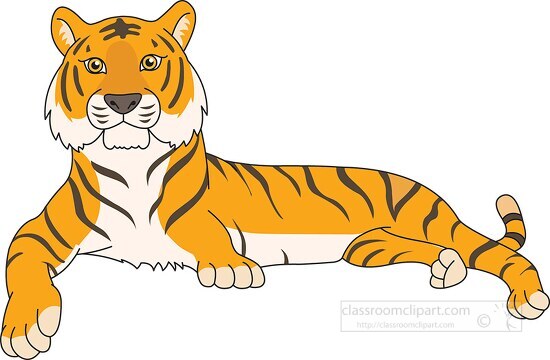 tiger resting on all fours clipart
