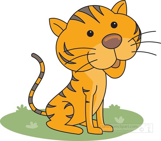 tiger sitting with paws tail clipart