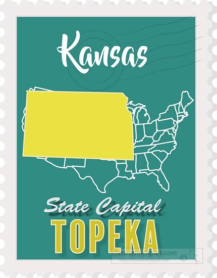 topeka kansas state map stamp clipart