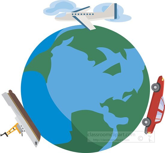 tpes of transportation around earth clipart