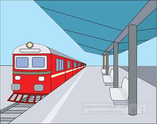 train at covered outdoor train station clipart