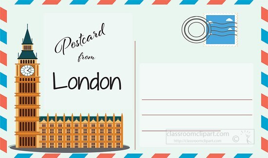 travel postal envelope with londons big ben clipart