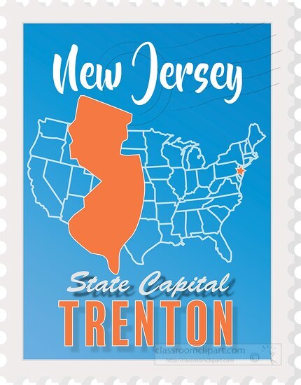 trenton new jersey state map stamp clipart