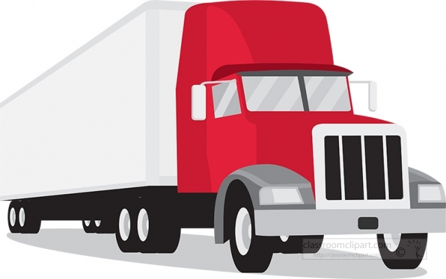 truck with long trailer blue cab clipart