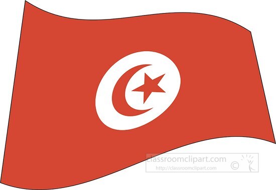 Tunisia flag flat design wavy clipart
