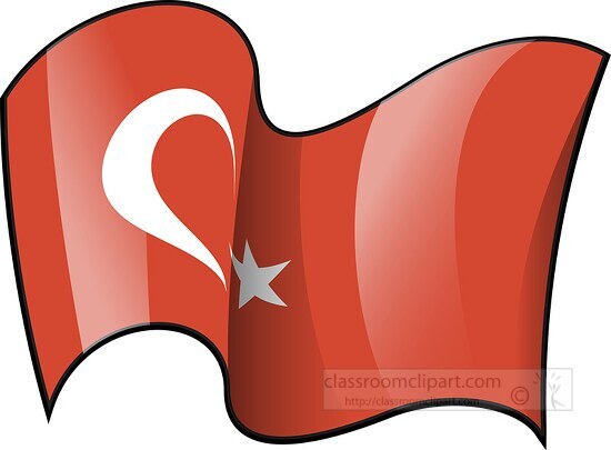 Turkey wavy country flag clipart