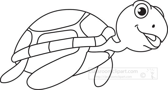 turtle marine life black white outline cliprt