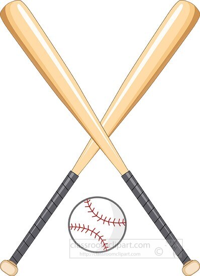 two baseball bats with ball clipart