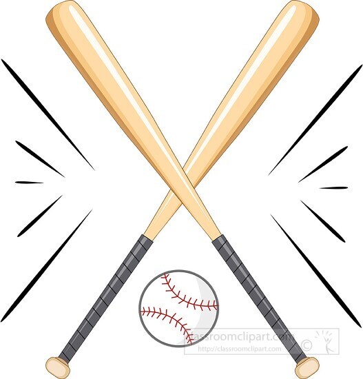 two baseball bats with ball clipart decorative line