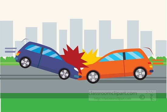 two car accident road safety clipart