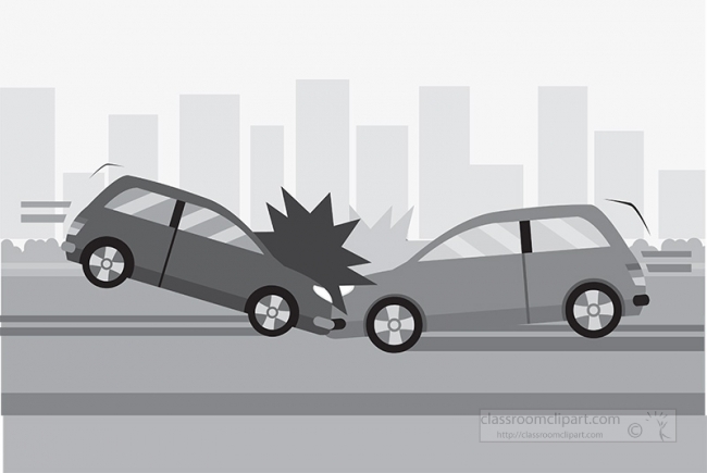 two car accident road safety gray color