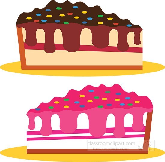 two different cake pieces clipart