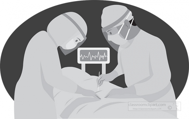 two doctors performing surgery gray color