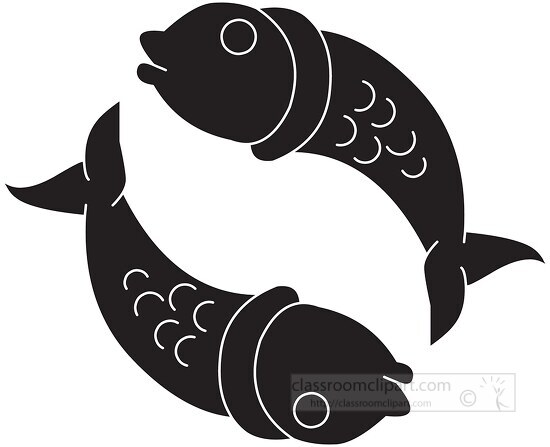 two fish white line silhouette