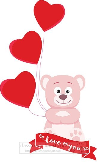 two hearts with teddy bear clipart