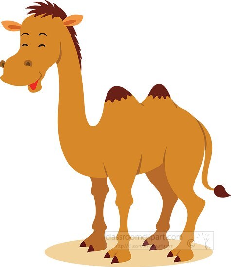 two humped camel cartoon style clipart