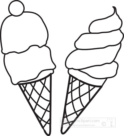 two ice cream cones outline clipart