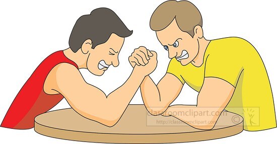 two men arm wrestling clipart