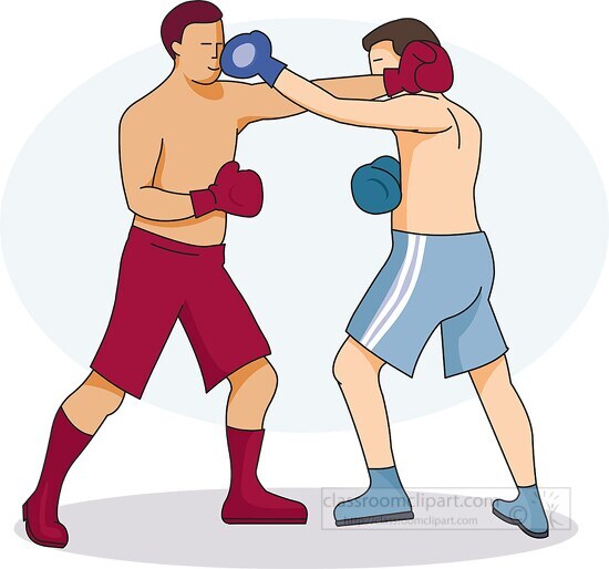 two men boxing makes contact with each other clipart