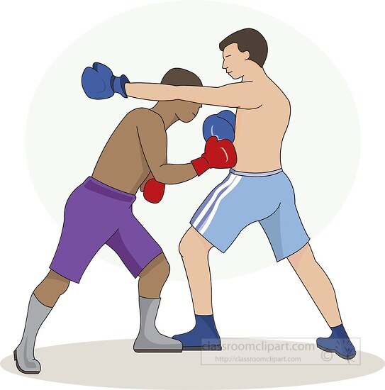 two men spar boxing clipart