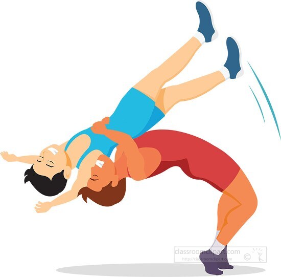 two men wrestling flip clipart