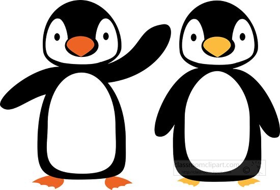 two penguins one waving vector clipart