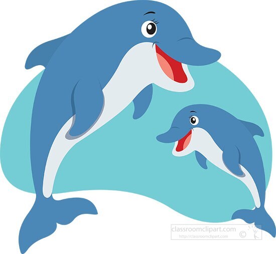 two playful dolphin clipart
