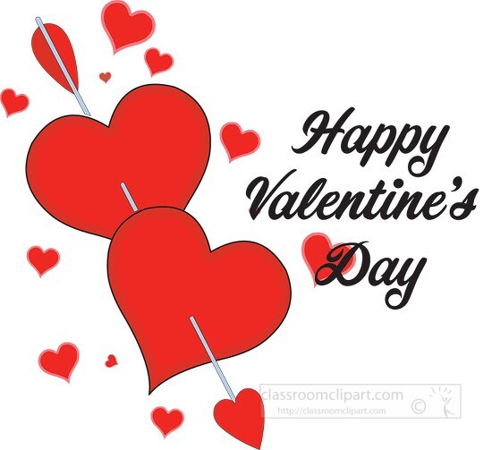 two red hearts with arrow clipart