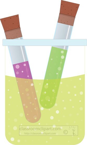 two test tubes in a beaker vector clipart