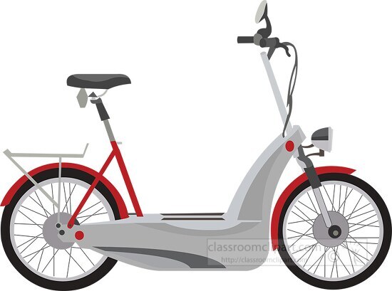 two wheeled red electric bicycle clipart