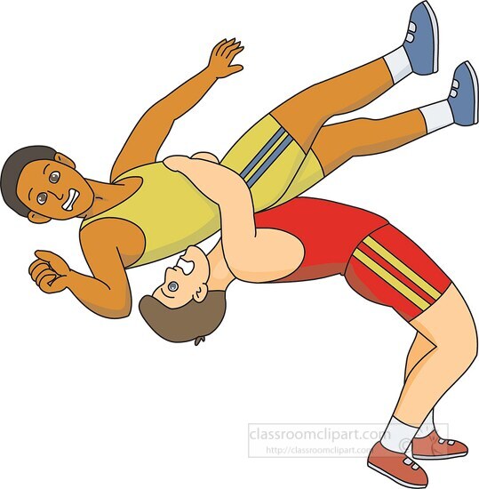 two wrestlers throw backwards clipart