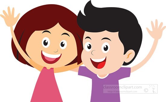 two_kids_face_timing_each_other_clipart