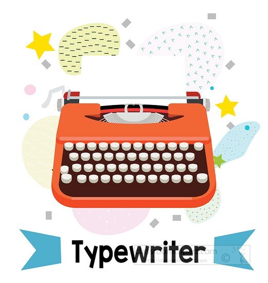 typewritter picture with alphabet letter T learning words