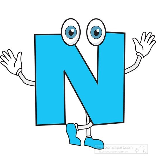 upper case letter N cartoon alphabet