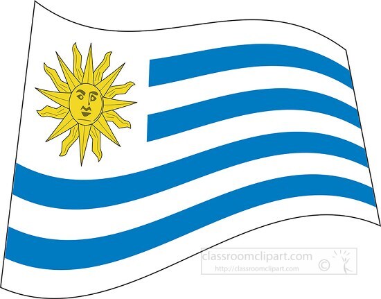 Uruguay flag flat design wavy clipart