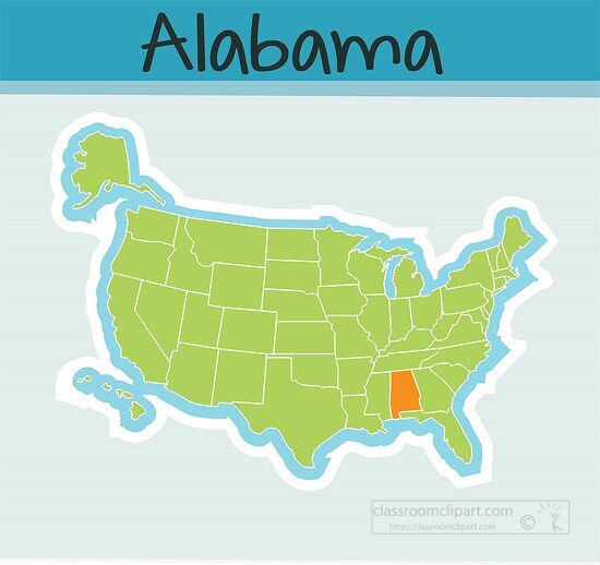 us map state alabama square clipart image