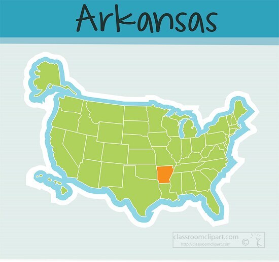 us map state arkansas square clipart image