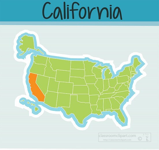 us map state california square clipart image