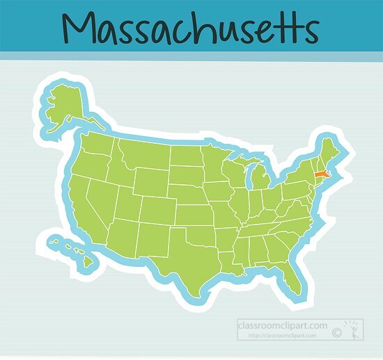 us map state massachusetts square clipart image