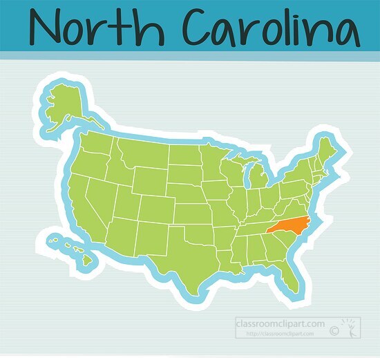 us map state north carolina square clipart image