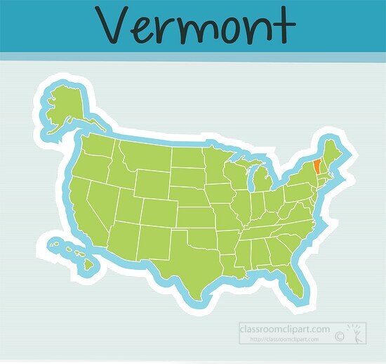 us map state vermont square clipart image
