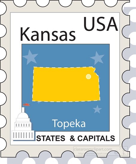 us state kansas stamp style clipart