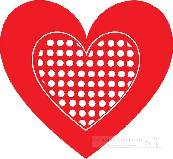 valentines day red heart with white dots clipart