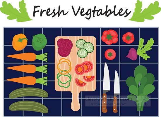 variety of vegetables living healthy life clipart