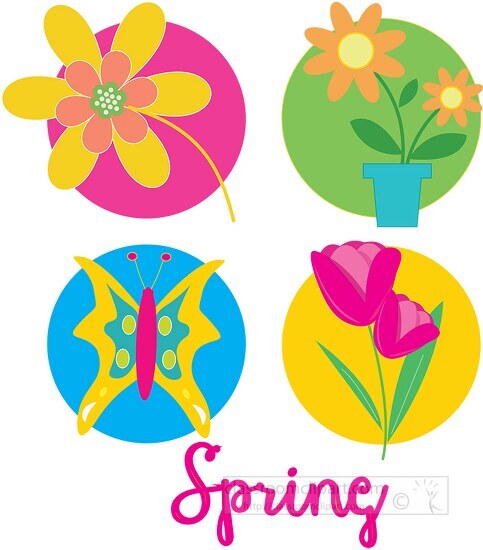 variety spring clipart with flowers butterfly clipart