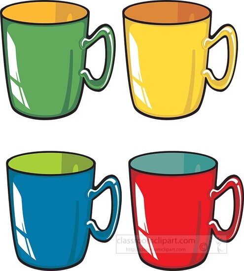 various colors coffee mugs clipart
