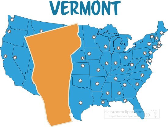 vermont map united states clipart